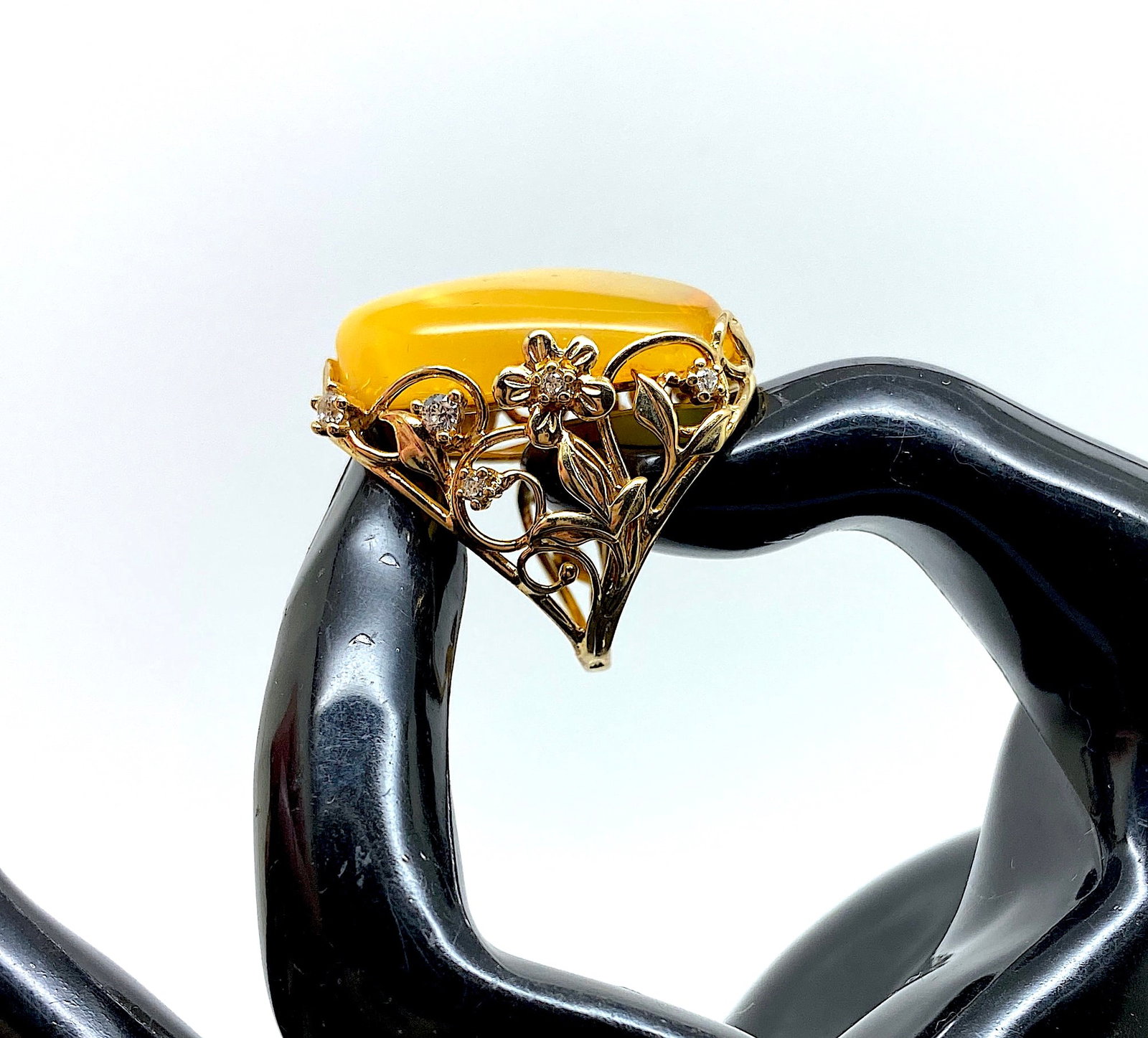 Adjustable Amber Ring - 7
