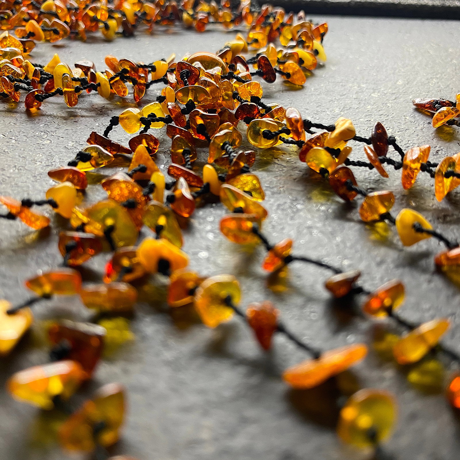 Beautiful Vintage Amber Necklace made from Natural shaped Amber beads - 2