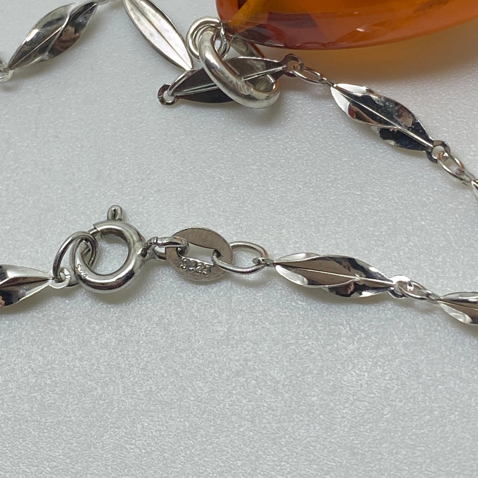 Stunning Amber Pendant with chain, shaped like a Drop - 2