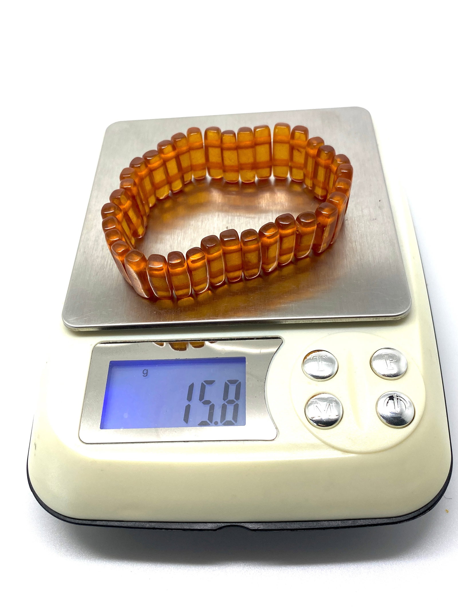 Grand Vintage Amber Bracelet made from Rectangle shaped Amber beads - 3