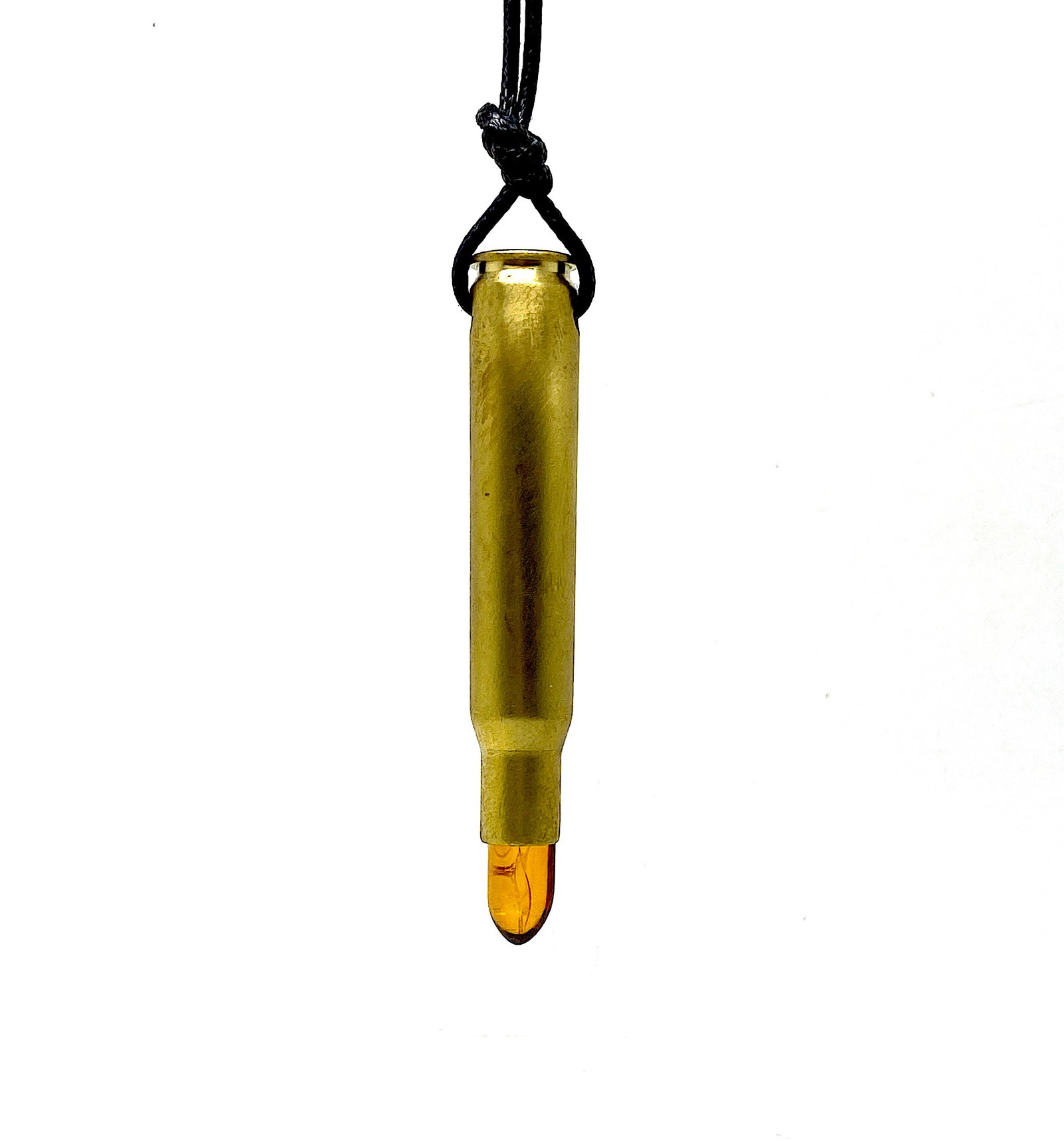 Remarkable Unique Vintage Amber Pendant with chain, shaped like a Bullet - 7