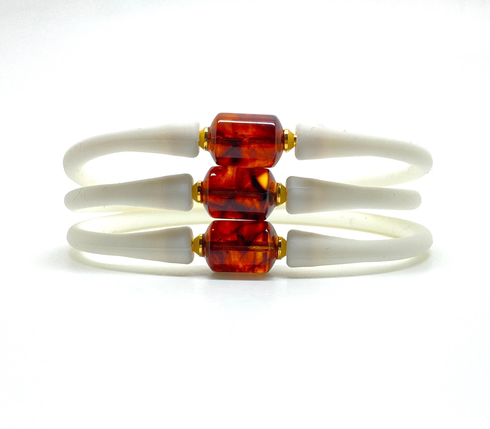 Extraordinary Amber Bracelet made from Doughnut shaped Amber bead - 2