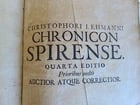 1711 GERMAN HISTORY antique Chronica of City of Speier PIGSKIN BOUND FOLIO - 12