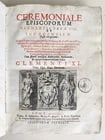 1713 CEREMONIALE EPISCOPORUM antique ILLUSTRATED VELLUM BINDING: Title: 1713 CEREMONIALE EPISCOPORUM antique ILLUSTRATED VELLUM BINDING Description: CEREMONIALE EPISCOPORUM Clementis Papae VIII et Innocentii X Rome; 1713 Engraved title page, 4 lvs., 327 pp., 18