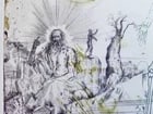CREATION OF THE HUMAN RACE surreal COLOR PRINT vintage w/ SKELETON - 5