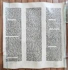 TORAH SCROLL FRAGMENT MANUSCRIPT on VELLUM size 22 by 23" antique EXODUS 28:27-3 (1 of 5)