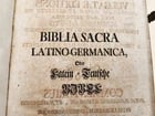 1737 BIBLE in LATIN & GERMAN antique PIGSKIN BOUND FOLIO - 3