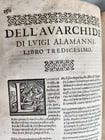 1570 La Avarchide del s. Luigi Alamanni POETRY antique VELLUM BOUND 16th CENTURY - 16