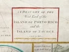 1750s MAP WEST END of the ISLE of PORTO RICO & ISLAND of ZACHEE antique 19x24" - 2
