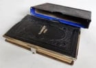 1880s HYMNAL in GERMAN antique DECORATIVE LEATHER BINDING w/ METAL EDGES - 4
