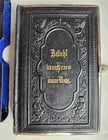1880s HYMNAL in GERMAN antique DECORATIVE LEATHER BINDING w/ METAL EDGES - 5