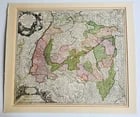1720s MAP of GERMANY SWABIA by J.B.HOMANN antique AUTHENTIC hand colored - 2