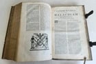 1720 COMMENTARIA in duodecim PROPHETAS MINORES PIGSKIN BOUND FOLIO antique - 10