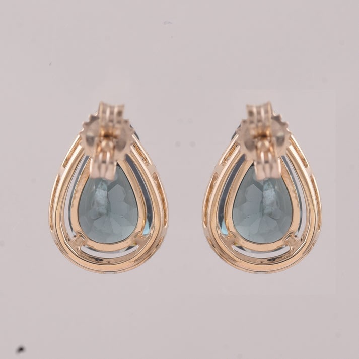 2.54 Ct Pear Tourmaline 9K Gold Earrings - 3