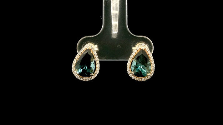 2.54 Ct Pear Tourmaline 9K Gold Earrings - 4