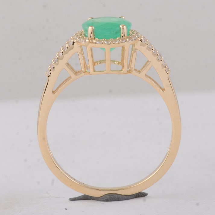 1.58 Ct Round Emerald 9K Gold Ring - 4