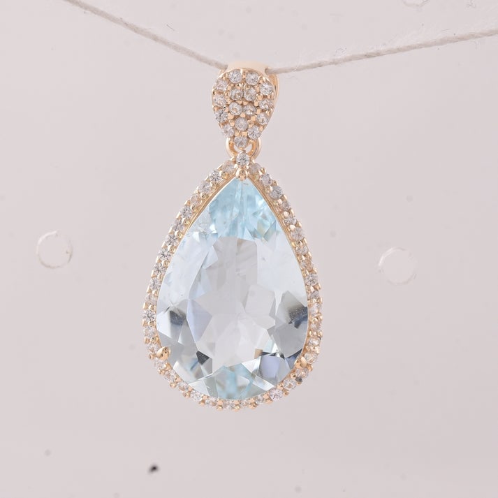 4.01 Ct Pear Aquamarine 9K Gold Pendant (1 of 4)