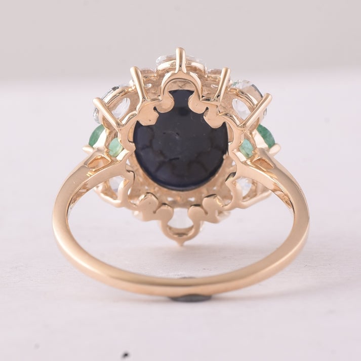 6.81 Ct Oval Sapphire 9K Gold Ring - 3