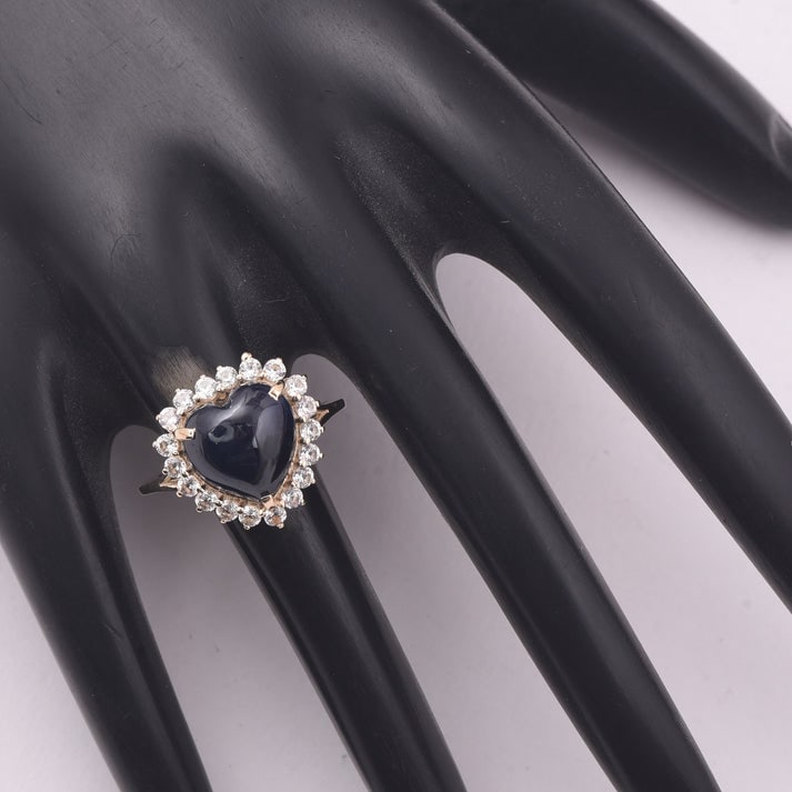 6.72 Ct Heart Sapphire 9K Gold Ring - 2