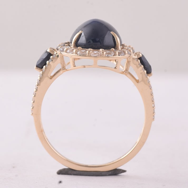 6.30 Ct Oval Sapphire 9K Gold Ring - 4
