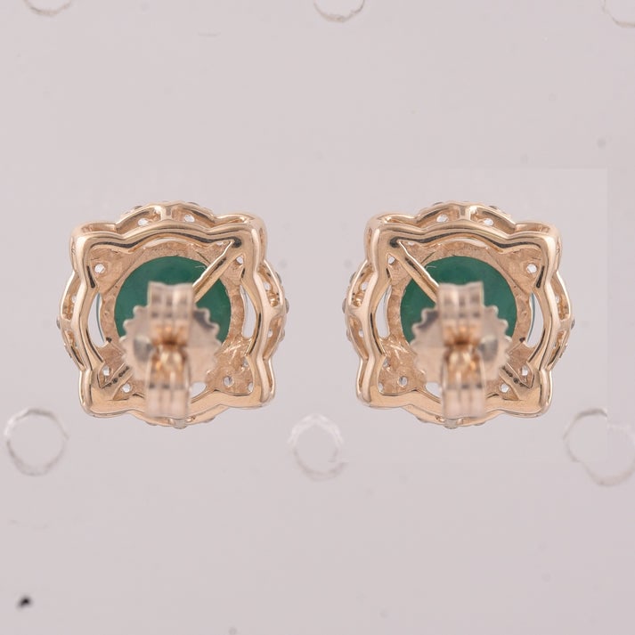 2.25 Ct Round Emerald 9K Gold Earrings - 2