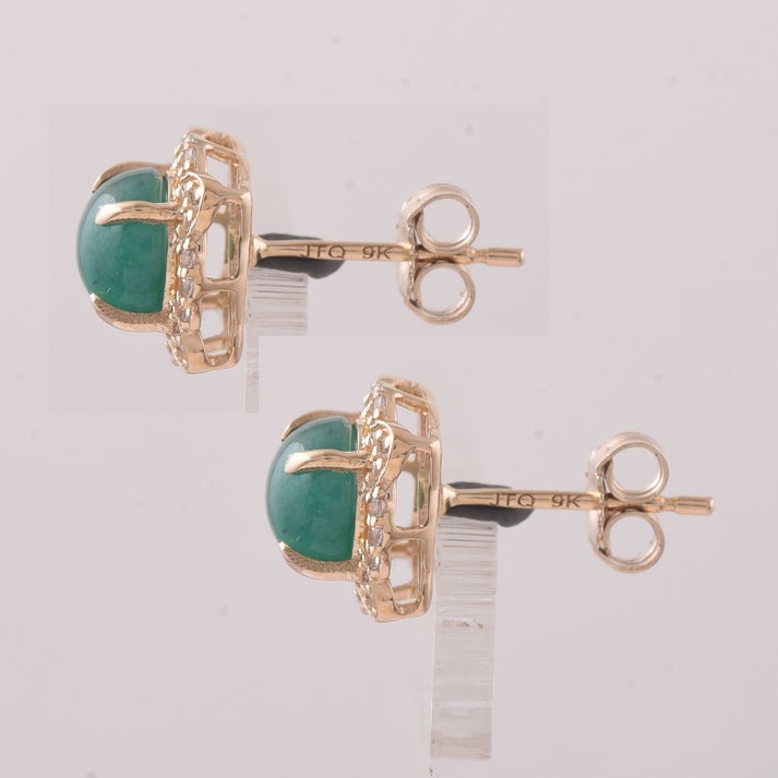 2.25 Ct Round Emerald 9K Gold Earrings - 3