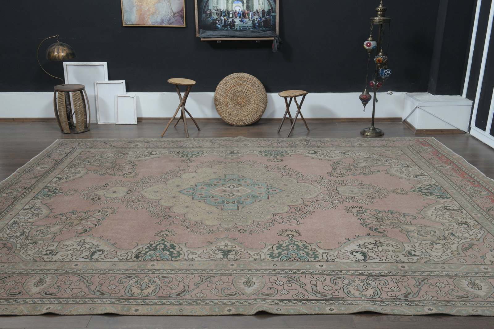 9'5x12'8 ft, PINK PERSIAN RUG - 3