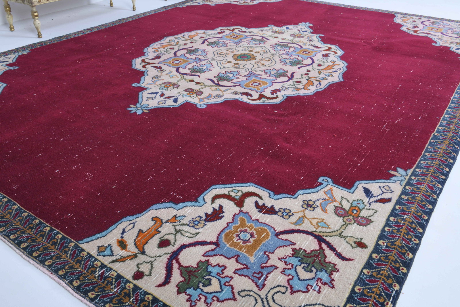 8.7x12.2 ft, TURKISH AREA Rug: Title: 8.7x12.2 ft, TURKISH AREA Rug Description: This Turkish one-of-a-kind Anatolian Vintage Rug is hand-knotted and handwoven by the most skilled artisans who use pure wool, in muted, natural tones