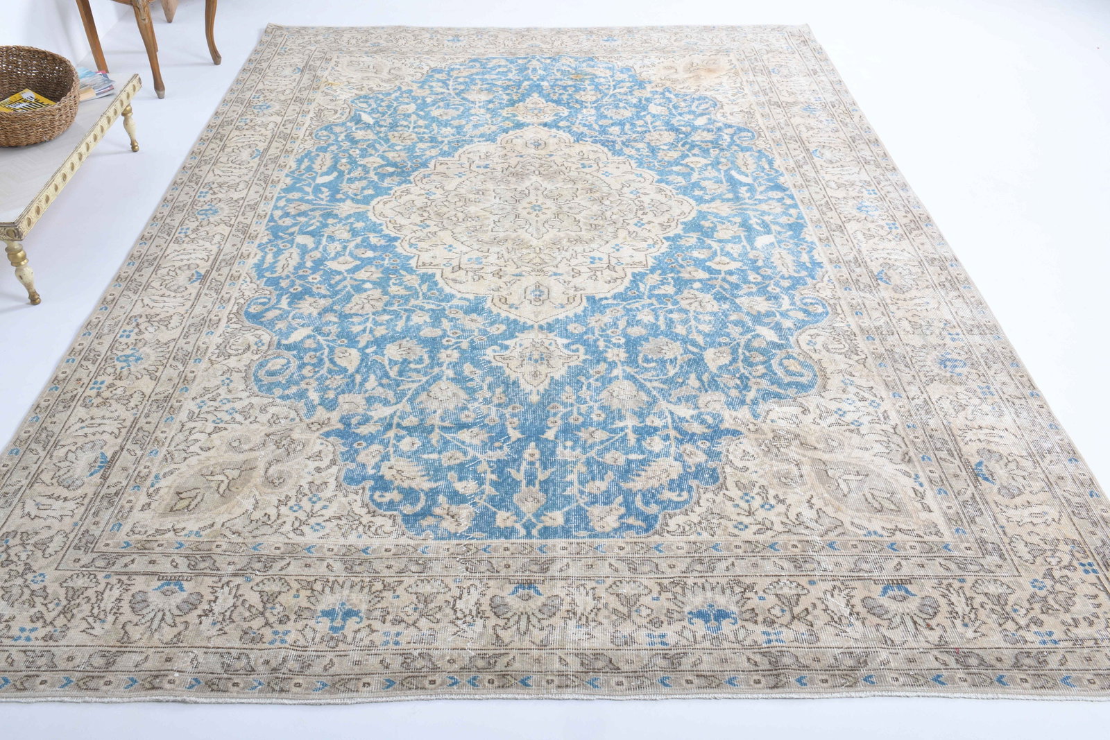 8.5x11.9 ft, TURKISH AREA Rug: Title: 8.5x11.9 ft, TURKISH AREA Rug Description: This Turkish one-of-a-kind Anatolian Vintage Rug is hand-knotted and handwoven by the most skilled artisans who use pure wool, in muted, natural tones