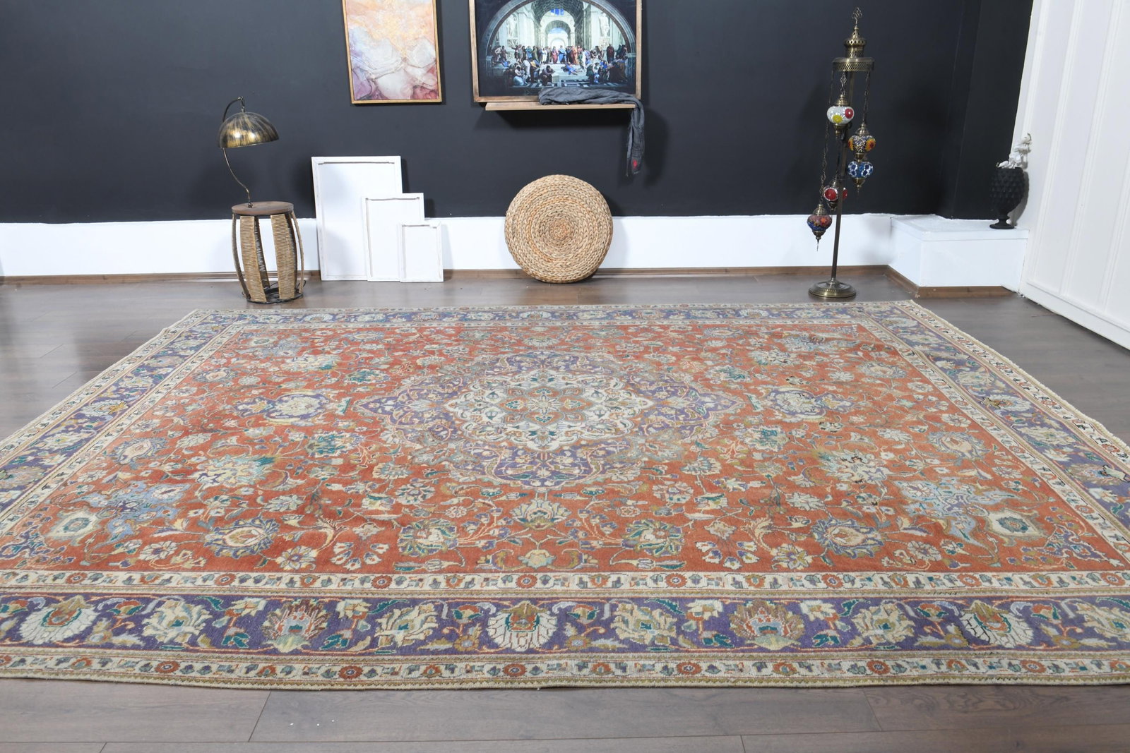 9'1x12'4 ft, ORANGE MINIMALIST RUG - 9