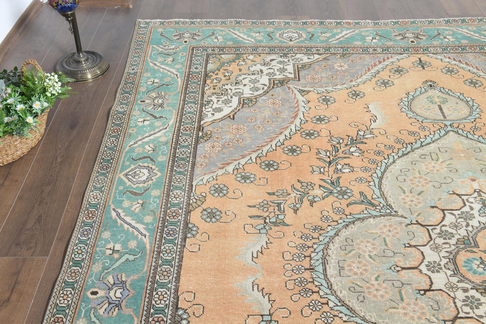 9'1x11'3 ft, ORANGE PERSIAN RUG - 7