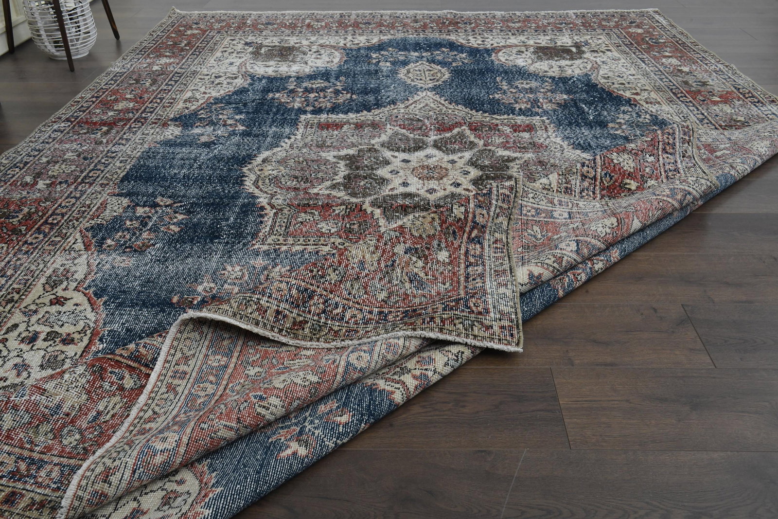 7'9x11'5 ft, PINK BLUE RUG. Vintage - 5