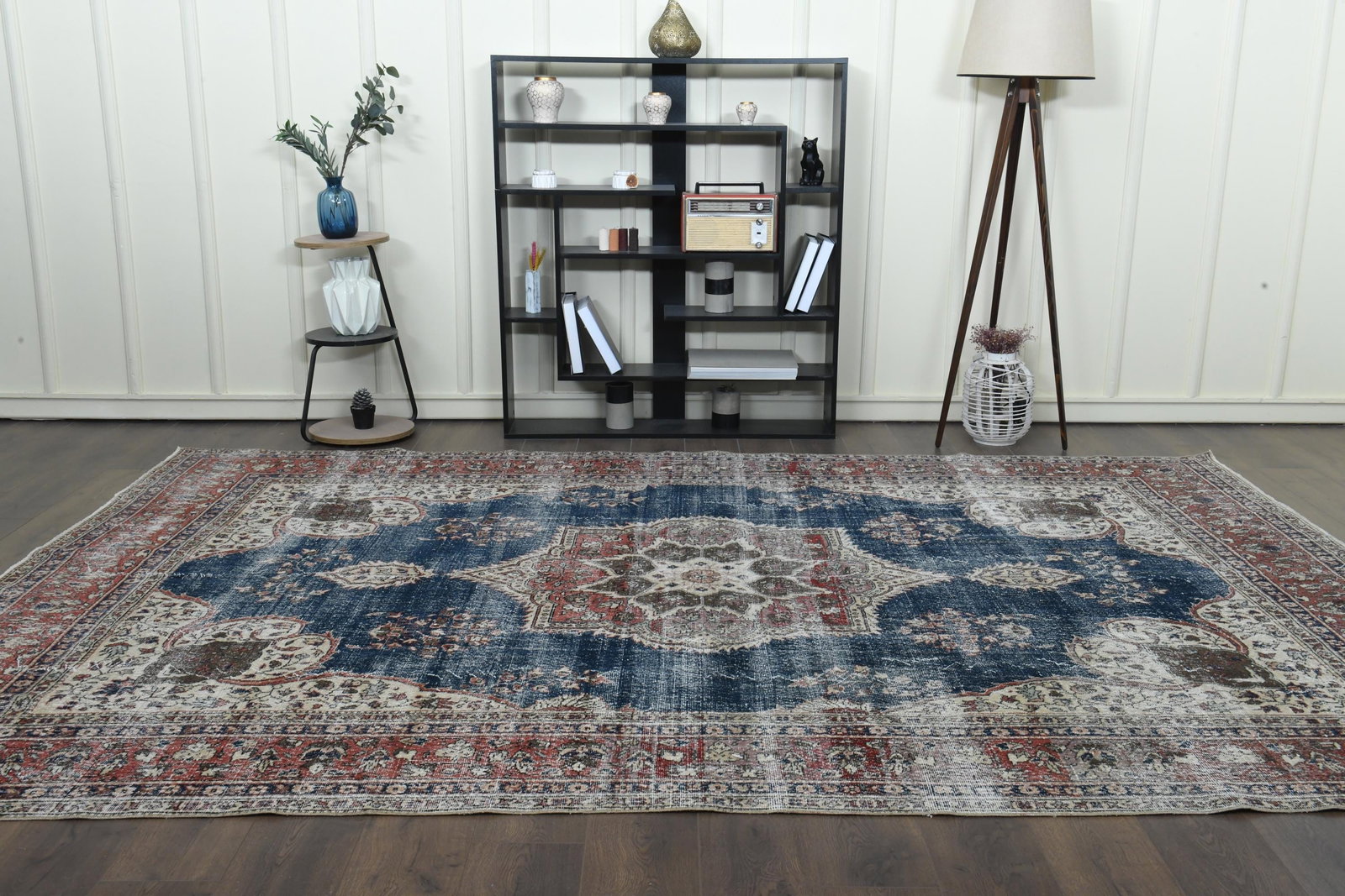 7'9x11'5 ft, PINK BLUE RUG. Vintage - 8