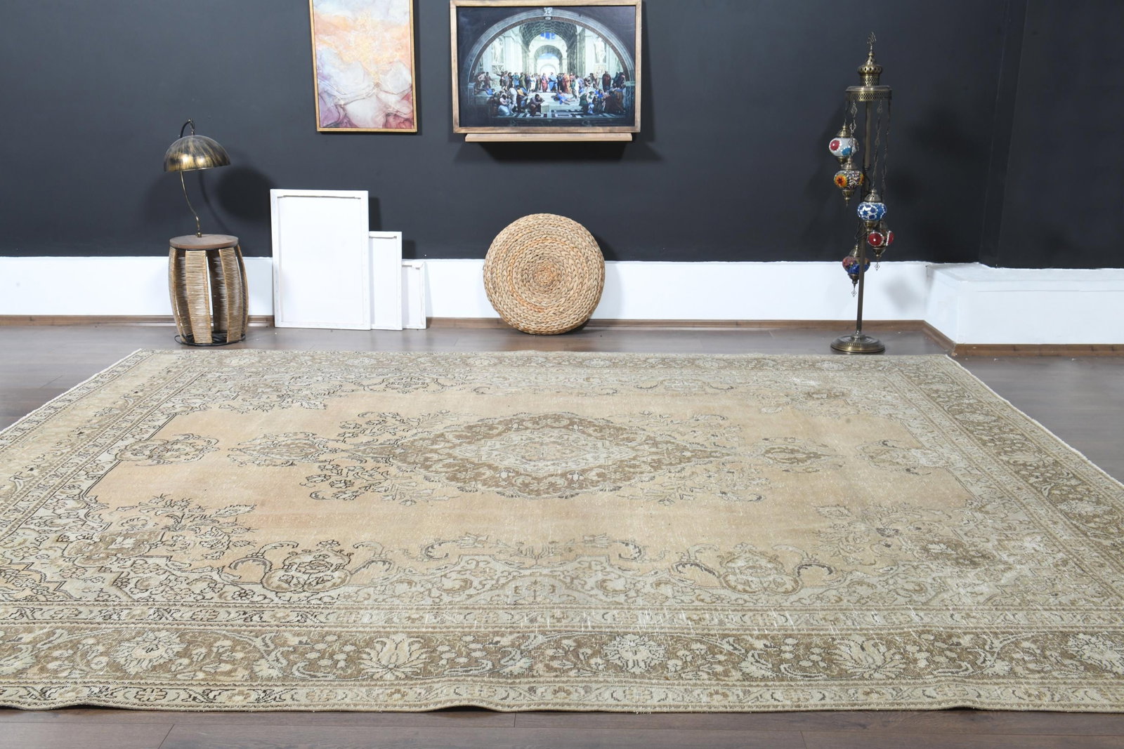 9'4x12'2 ft, ORANGE OVERSIZED RUG, Vintage Wool - 9