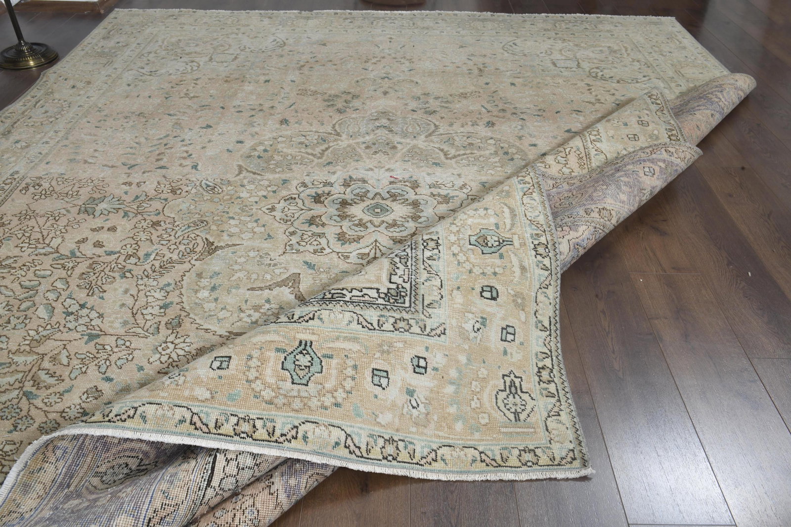 9'7x12'4 ft, BEIGE OVERSIZED RUG, Vintage Wool - 4