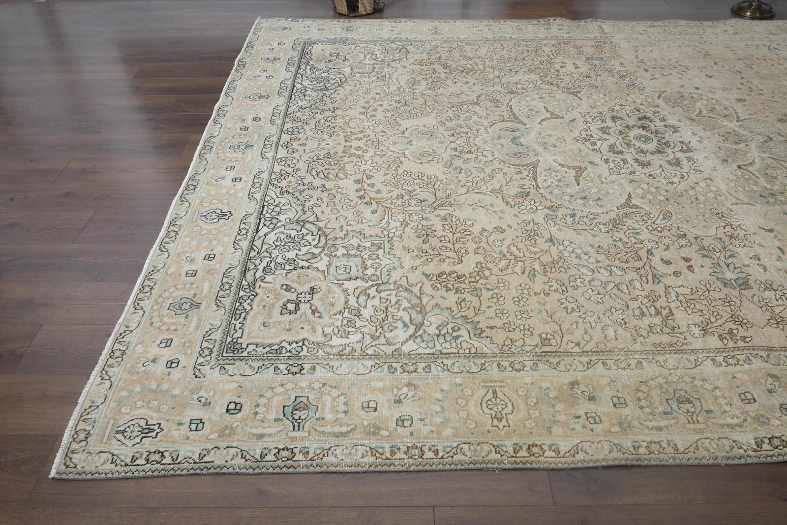 9'7x12'4 ft, BEIGE OVERSIZED RUG, Vintage Wool - 6