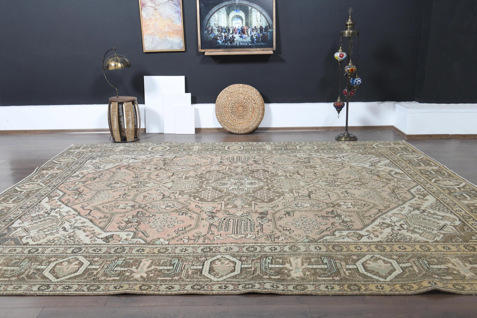 9'8x12'1 ft, ORANGE MINIMALIST RUG, Oversized - 9