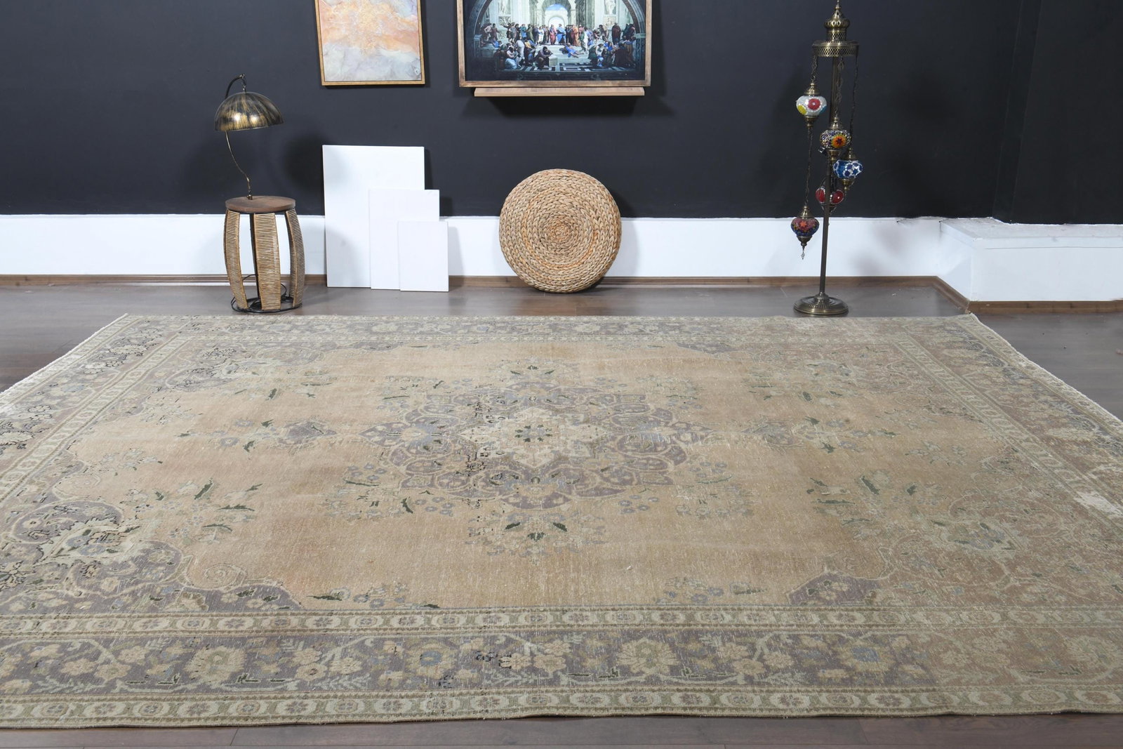 9'7x12'9 ft, ORANGE OVERSIZED RUG, Vintage Decor - 9