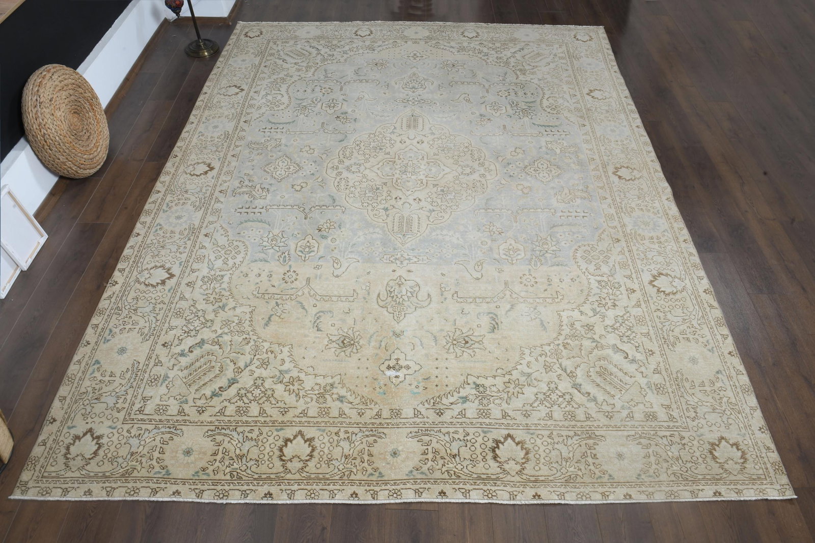 9'6x12'6 ft, VINTAGE PERSIAN Rug: Title: 9'6x12'6 ft, VINTAGE PERSIAN Rug Description: This Turkish one-of-a-kind Anatolian Vintage Rug is hand-knotted and handwoven by the most skilled artisans who use pure wool, in muted, natural