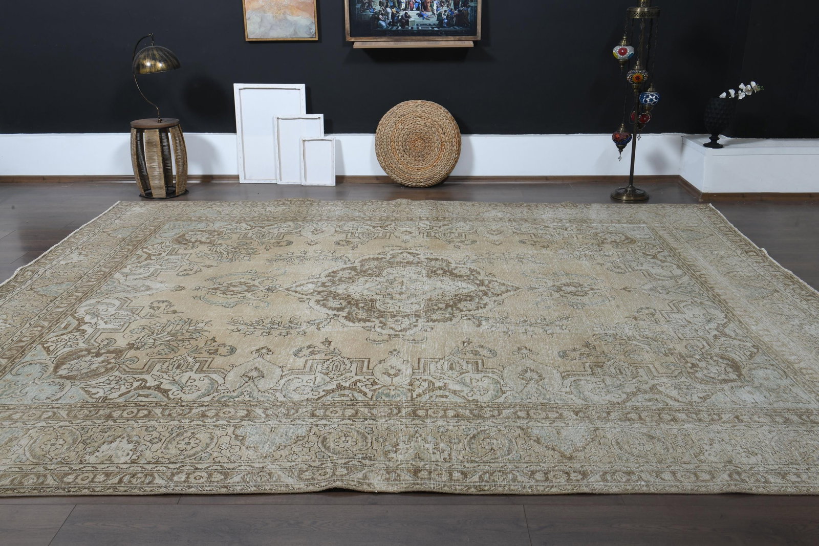 10x12'3 ft, PERSIAN MINIMALIST RUG, Oversized Antique - 9