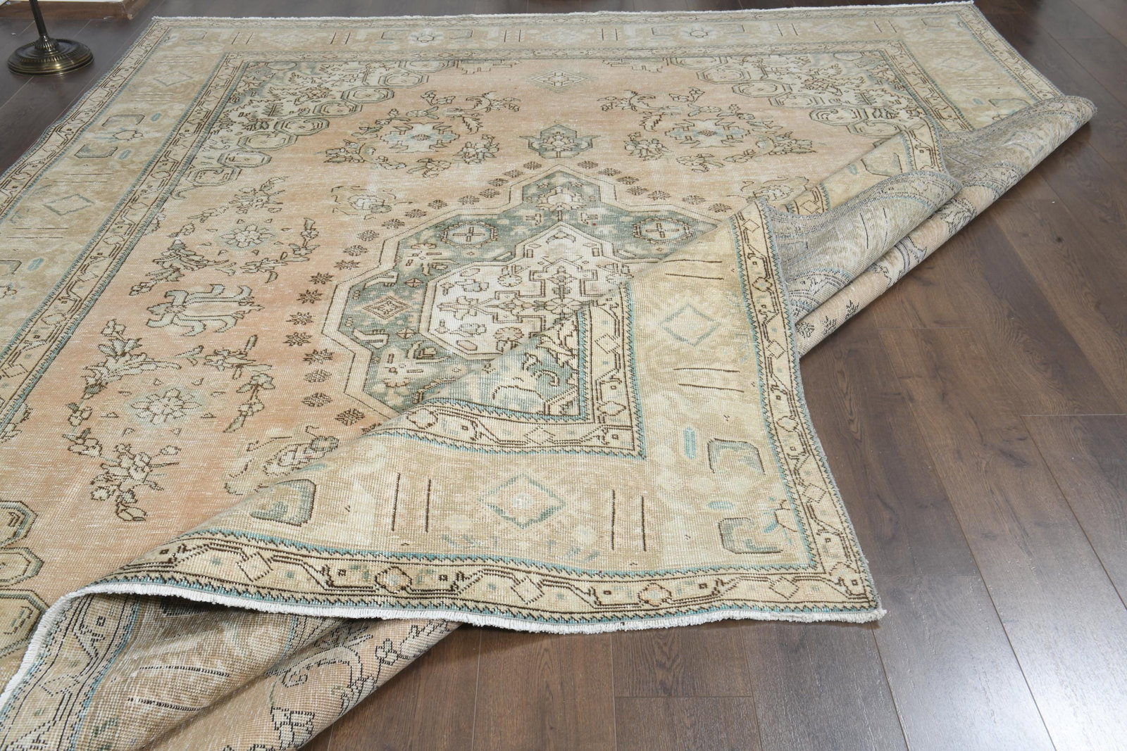 9'7x12'7 ft, PERSIAN OVERSIZED RUG, Orange Green - 5