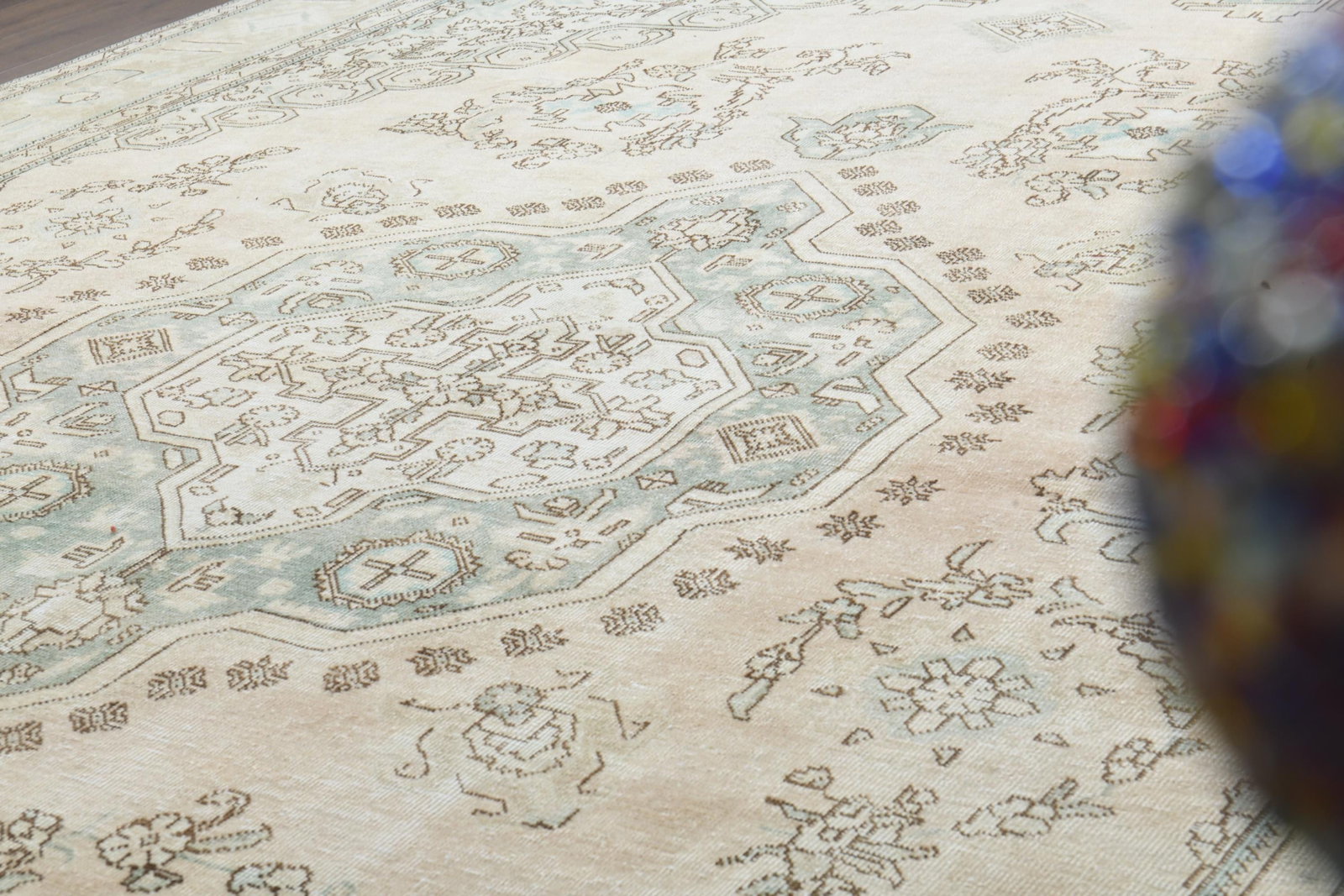 9'7x12'7 ft, PERSIAN OVERSIZED RUG, Orange Green - 8