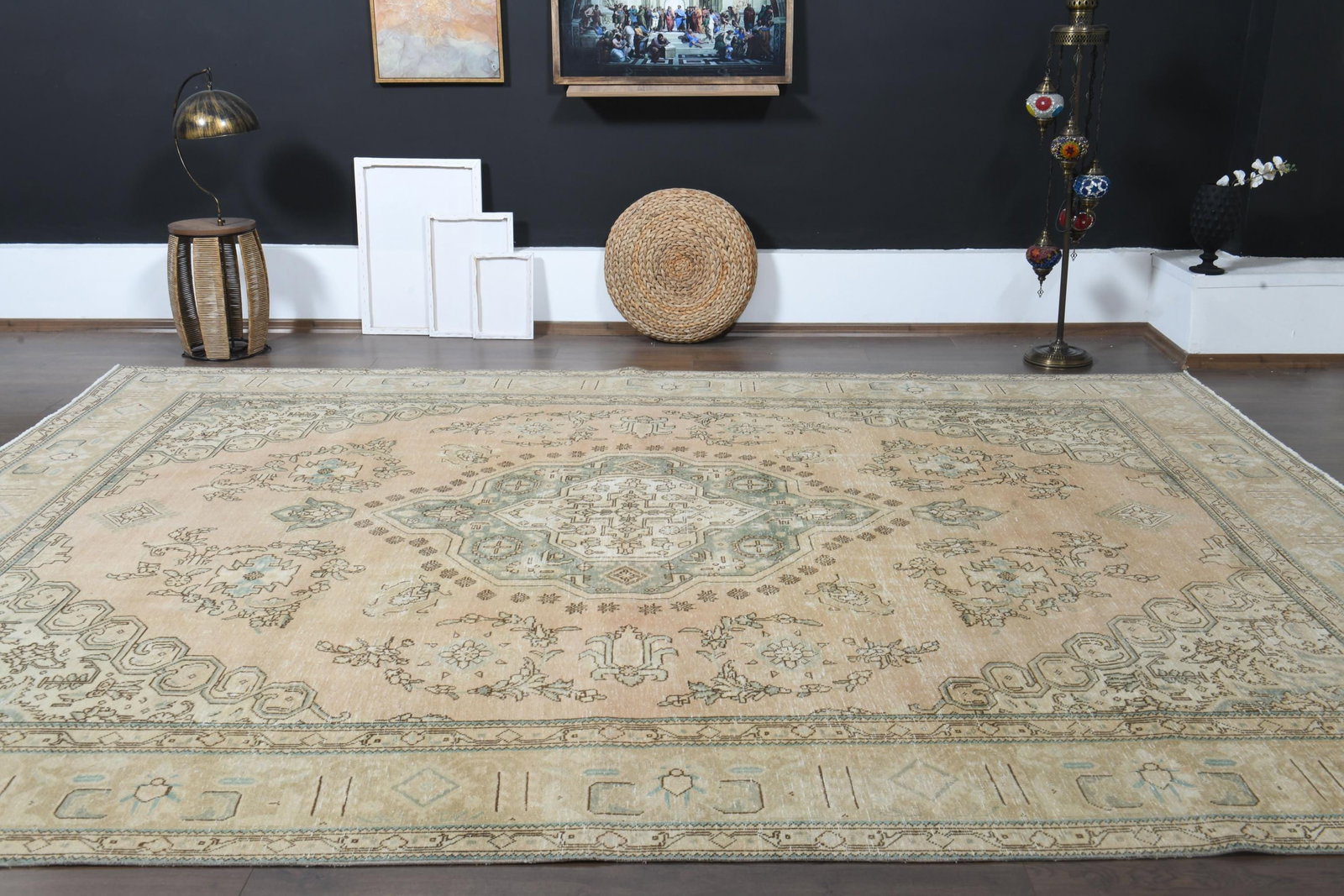9'7x12'7 ft, PERSIAN OVERSIZED RUG, Orange Green - 9