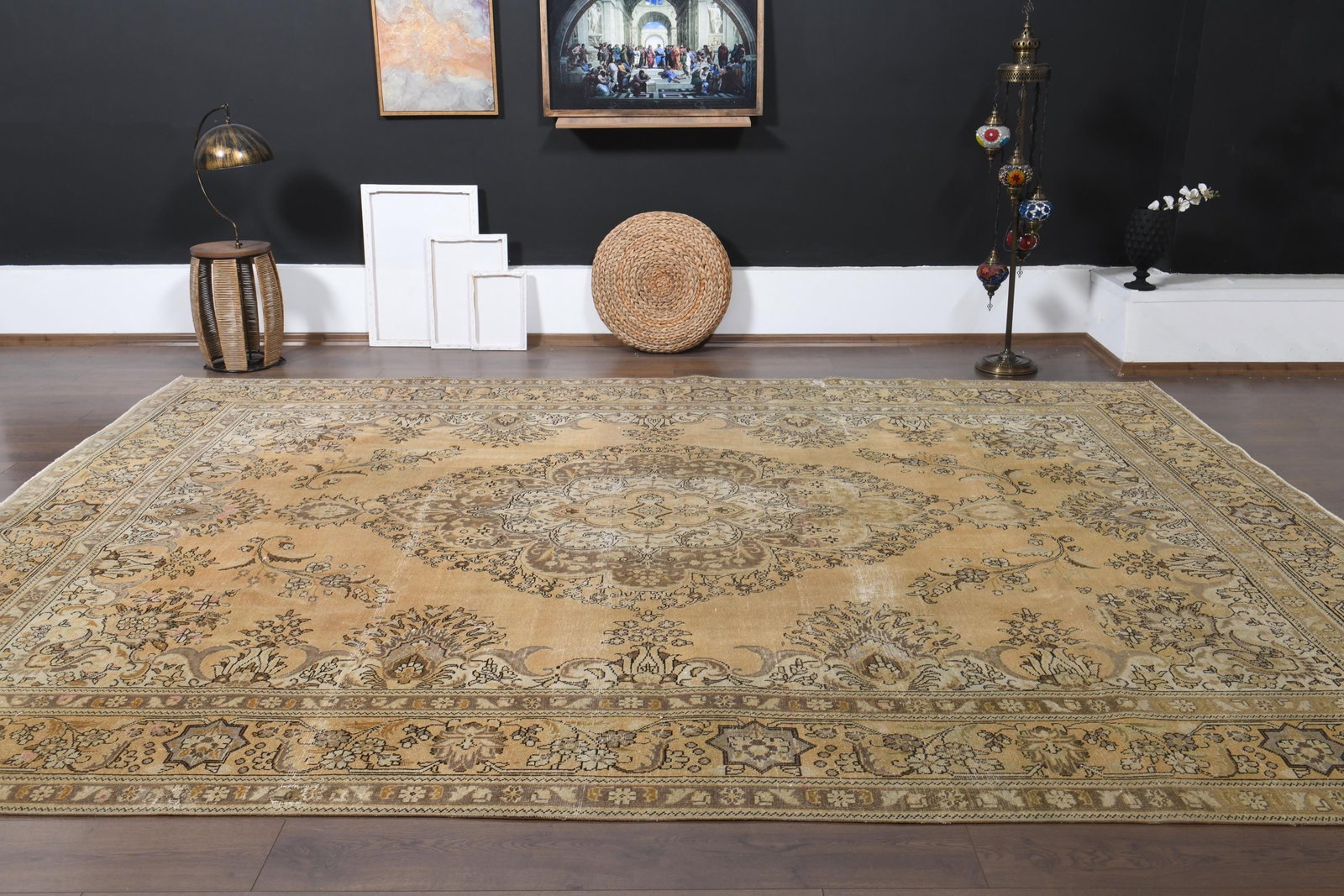 9'5x12'7 ft, ORANGE PERSIAN RUG, Vintage Handmade - 9