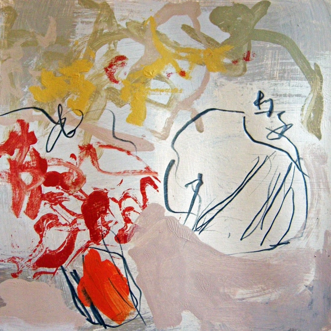 Sophistication 2 Contemporary Original Abstract Expressionist Painting by Brent Baker: Original Brent Baker 12x12 acrylic/pencil on paper titled "Sophistication 2" unframed and signed. Created 2015. Condition: Imperfections: No Imperfections Condition Notes: Excellent Dimensions: