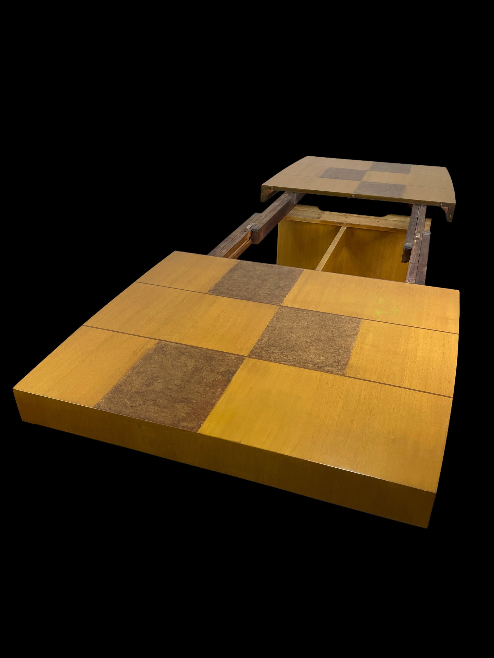 Sculptural Mid-Century Blonde Mahogany Dining Table by Herman Miller With Burlwood Patchwork Top & L - 5