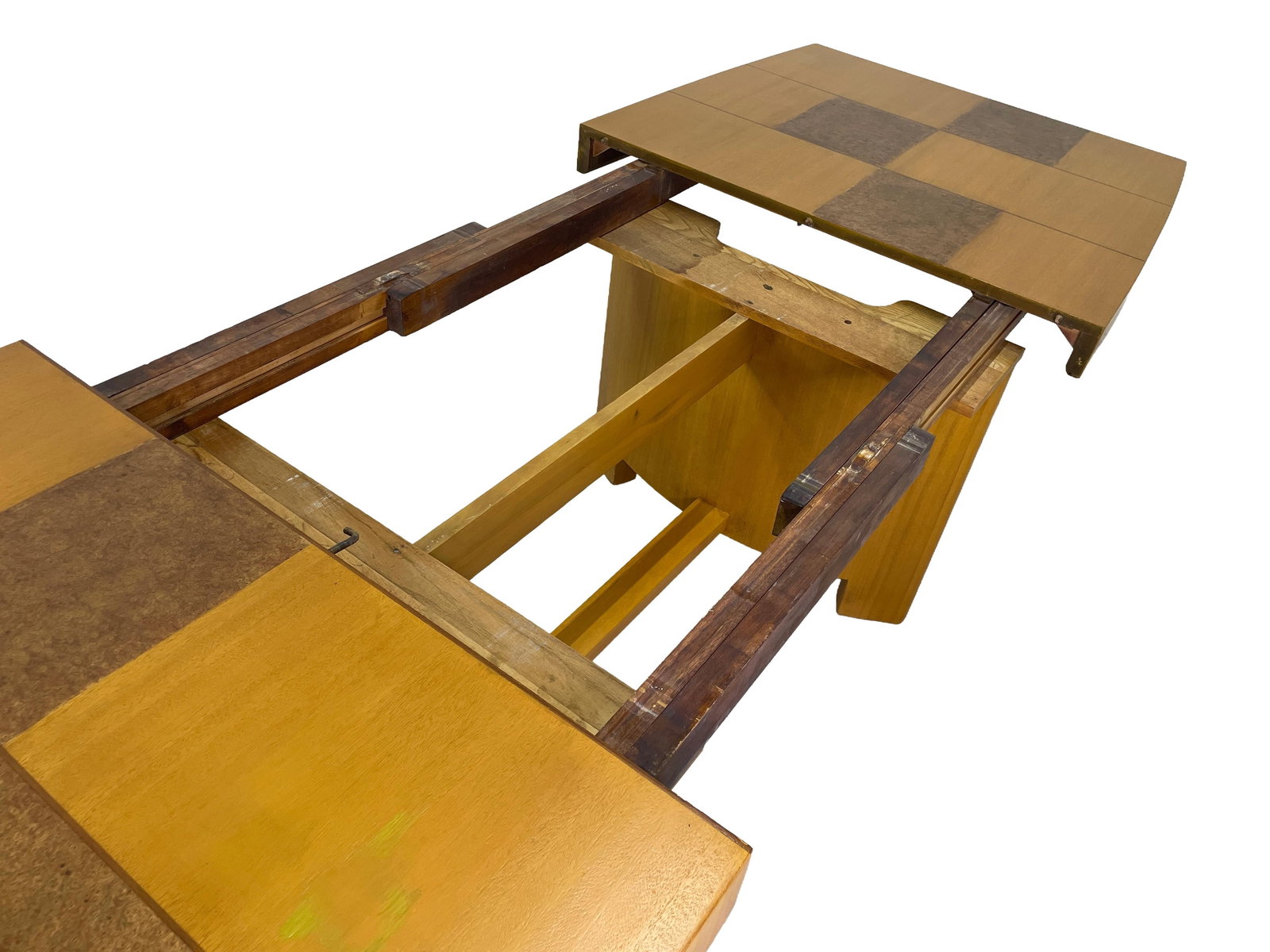 Sculptural Mid-Century Blonde Mahogany Dining Table by Herman Miller With Burlwood Patchwork Top & L - 6