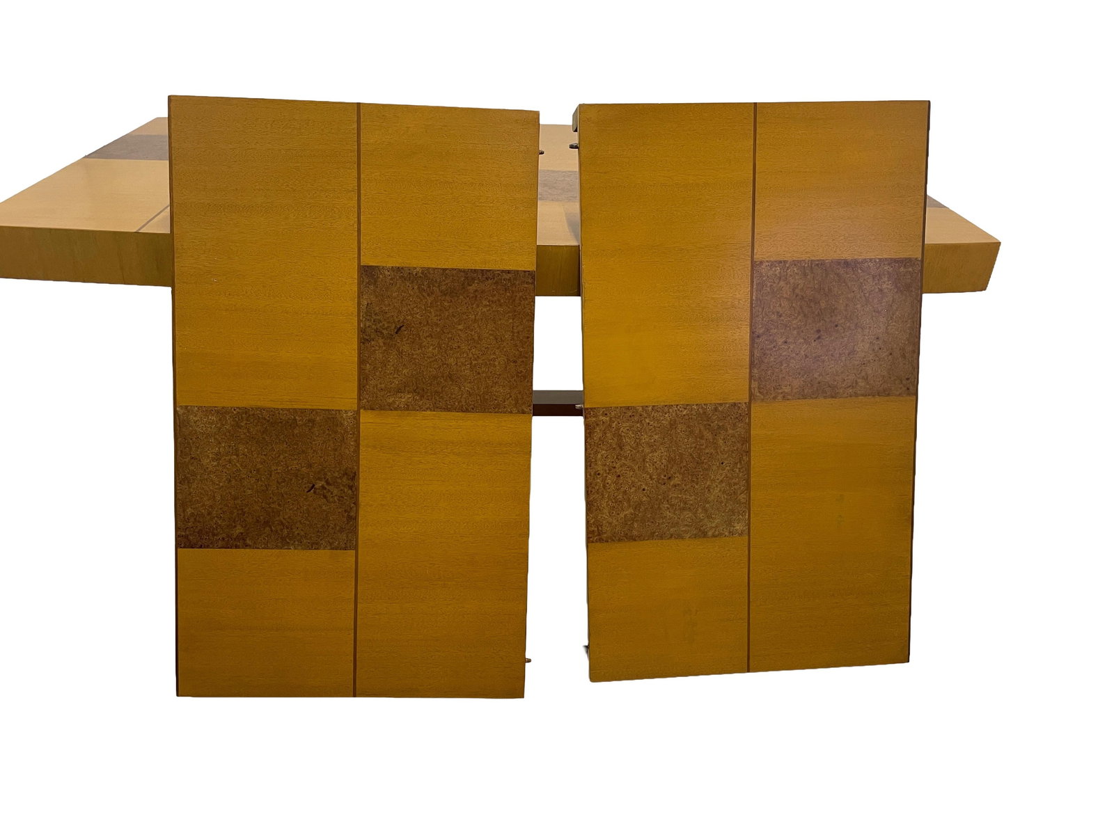 Sculptural Mid-Century Blonde Mahogany Dining Table by Herman Miller With Burlwood Patchwork Top & L - 8