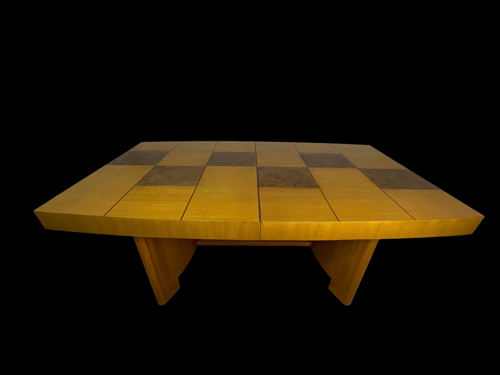 Sculptural Mid-Century Blonde Mahogany Dining Table by Herman Miller With Burlwood Patchwork Top & L - 9