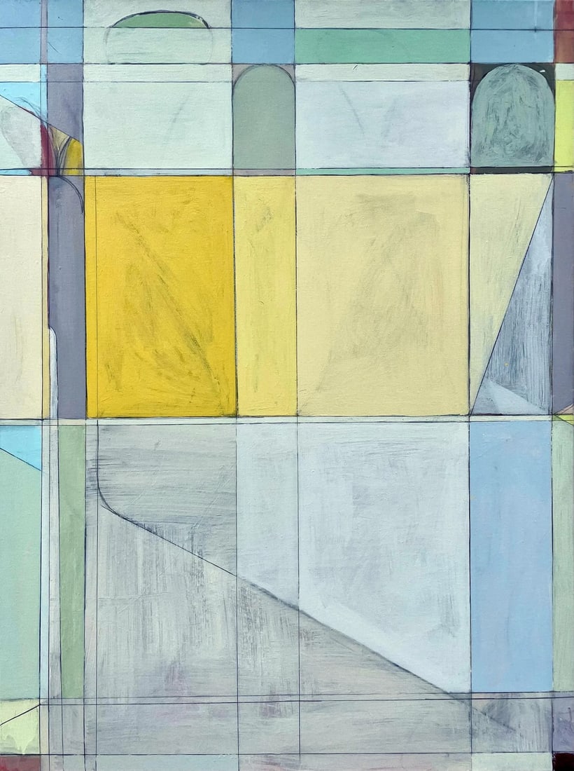 In a Lonely Place Contemporary Abstract Original Oil Painting on Canvas by Anthony Finta: This is an abstract painting with oil, enamel, and pencil on canvas. Condition: Imperfections: No Imperfections Dimensions: Height: 48 in. Width: 36 in. Depth: 0.5 in. Category: Paintings Origin: Unit